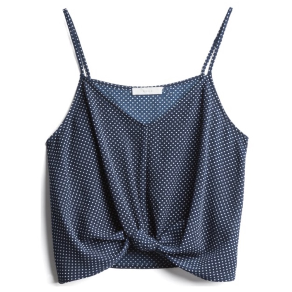 Lush Devon Knot Front Tie Front Crop Cami Blouse